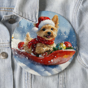 Macaron Rond 15,2 Cm Chesapeake Bay Terrier Dog dans Sledge Noël