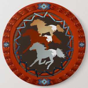 Macaron Rond 15,2 Cm Cheval et Bouclier-Bouton