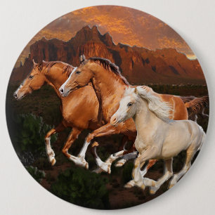Macaron Rond 15,2 Cm Chevaux sauvages d'Arizona