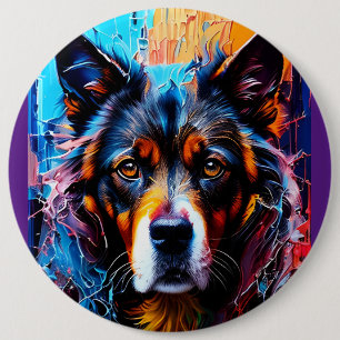 Macaron Rond 15,2 Cm chien Abstrait de couleur de splash