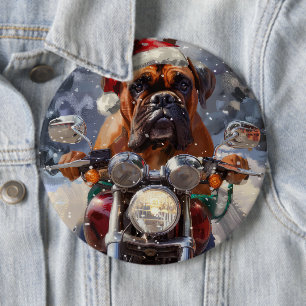 Macaron Rond 15,2 Cm Chien Bullmastiff à moto Noël
