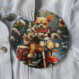 Macaron Rond 15,2 Cm Chien Chihuahua à moto Noël
