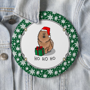 Macaron Rond 15,2 Cm Chien Chow Chow Chow de Noël (cannelle) mignonne