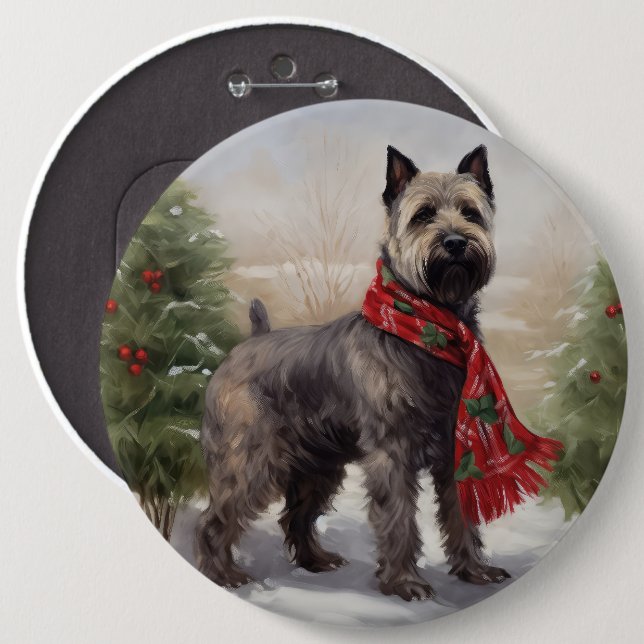 Macaron Rond 15,2 Cm Chien de Chesapeake à Noël de neige (Devant & derrière)