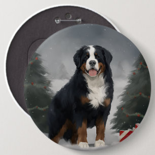 Macaron Rond 15,2 Cm Chien de montagne bernois à Noël de neige