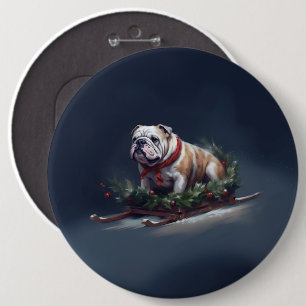 Macaron Rond 15,2 Cm Chien de taureau neige hiver