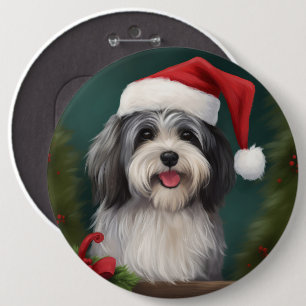 Macaron Rond 15,2 Cm Chien Havanais en Noël de neige