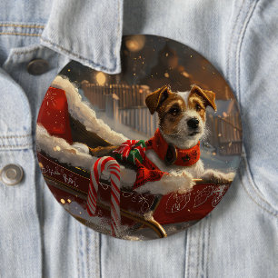 Macaron Rond 15,2 Cm Chien Jack Russell Noël Festif