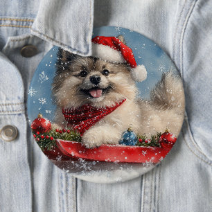 Macaron Rond 15,2 Cm Chien Keeshond dans un traîneau Laissez tomber la 