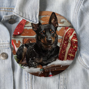 Macaron Rond 15,2 Cm Chien Kelpie Australien Noël Festif