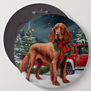 Macaron Rond 15,2 Cm Chien rouge irlandais à la neige Noël
