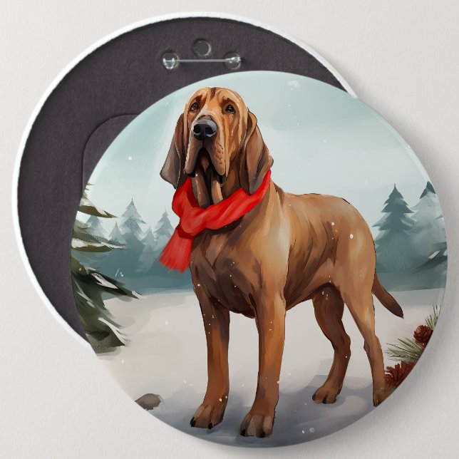 Macaron Rond 15,2 Cm Chien sanglant à Noël de neige (Devant & derrière)