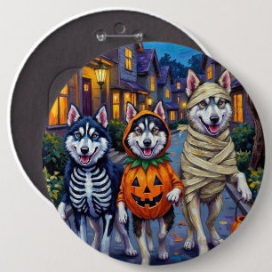 Macaron Rond 15,2 Cm Chiens Alaskan Malamute Trick-or-Treating Hallowee
