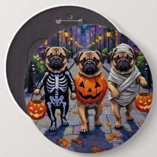 Macaron Rond 15,2 Cm Chiens Carlin faisant Trick-or-Treat dans des cost