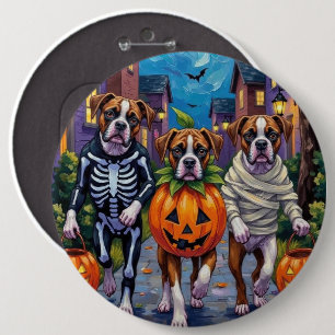 Macaron Rond 15,2 Cm Chiens de boxe - Trick ou traitement en costumes d