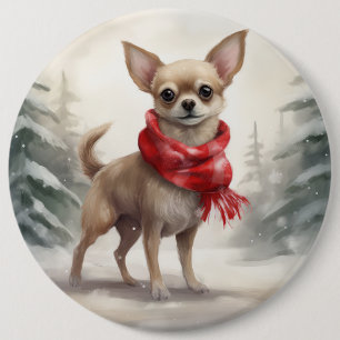 Macaron Rond 15,2 Cm Chihuahua Chien dans Noël de neige
