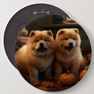 Macaron Rond 15,2 Cm Chow Chow Chiot Automne Citrouille de plaisir
