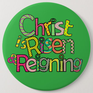 Macaron Rond 15,2 Cm Christ est ressuscité Eng I 6x6 avec Easel Back