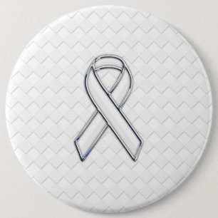 Macaron Rond 15,2 Cm Chrome White Ribbon Sensibilisation sur les Checke