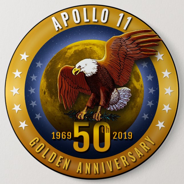 Macaron Rond 15,2 Cm Cinquantième anniversaire Eagle d'or d'Apollo 11 (Devant)