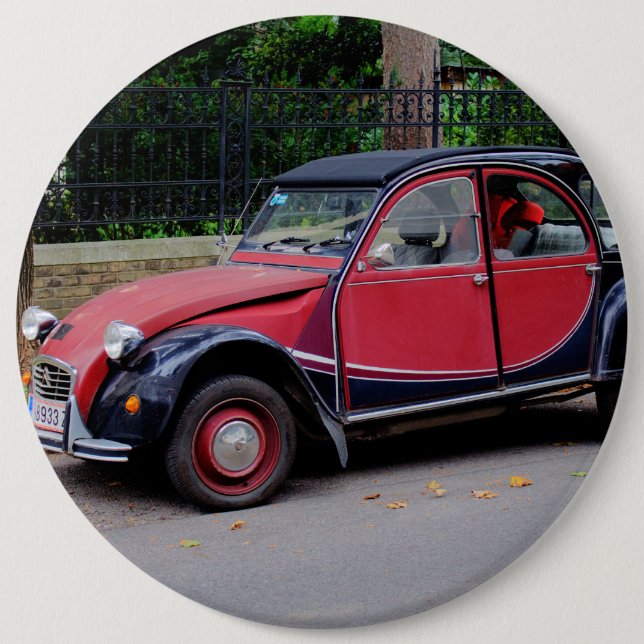 Macaron Rond 15,2 Cm Citroen 2 CV Charleston (Devant)
