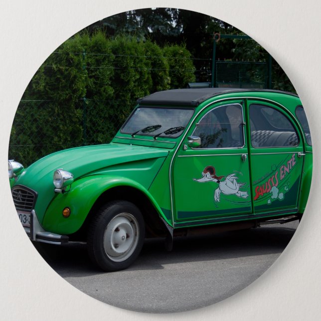 Macaron Rond 15,2 Cm Citroen 2 CV Sauss Ente (Devant)