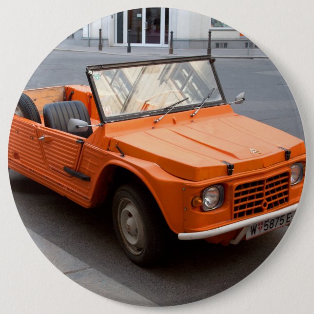 Macaron Rond 15,2 Cm Citroen orange Mehari (Devant)
