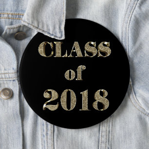 Macaron Rond 15,2 Cm Class of 2018 Elegant Black and Gold Typography