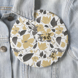 Macaron Rond 15,2 Cm Clematis Aquarelle gris jaune Floral