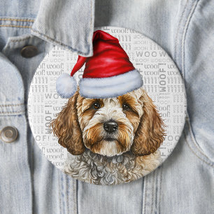 Macaron Rond 15,2 Cm Cockapoo de Noël de chien Père Noël
