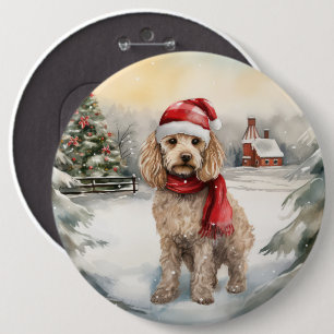 Macaron Rond 15,2 Cm Cockapoo Dog in Snow Christmas