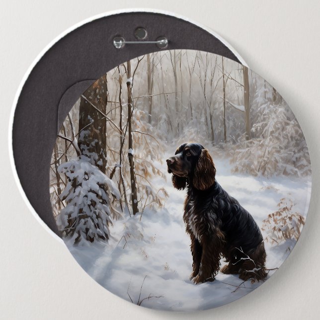 Macaron Rond 15,2 Cm Cocker Spaniel Laisser Neige Noël (Devant & derrière)