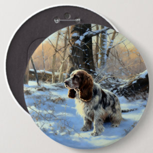 Macaron Rond 15,2 Cm Cocker Spaniel Laisser Neige Noël