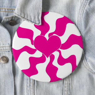 Macaron Rond 15,2 Cm Coeur d'amour en Magenta et Blanc
