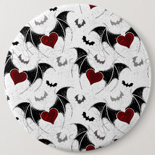 Macaron Rond 15,2 Cm Coeur d'Halloween avec ailes de chauve-souris noir