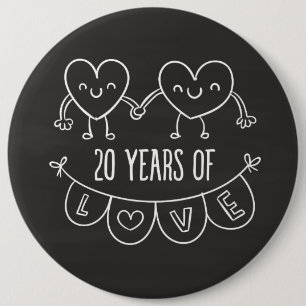 Macaron Rond 15,2 Cm Coeurs de calèche-cadeaux du 20e anniversaire