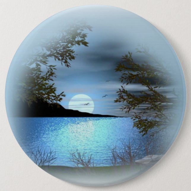 Macaron Rond 15,2 Cm COLOSSAL Lake Beach, boutons Pins 6 pouces (Devant)