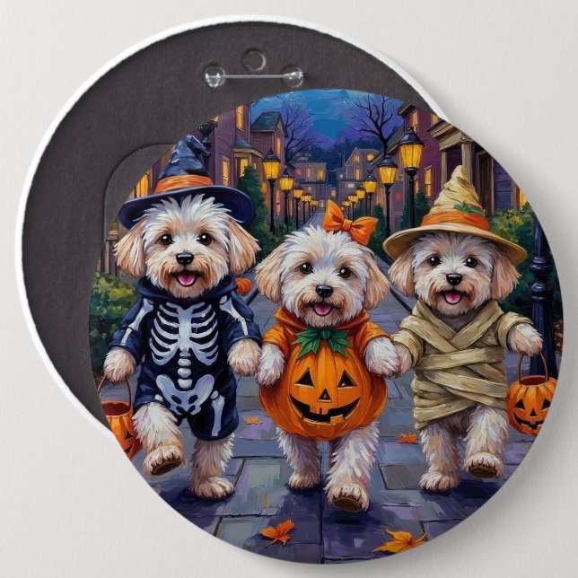 Macaron Rond 15,2 Cm Costumes d'Halloween Bichon Frise (Devant & derrière)