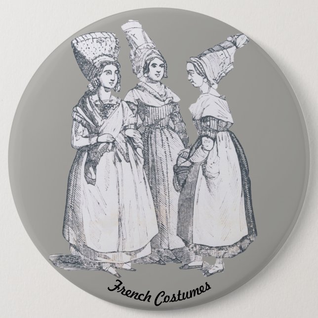 Macaron Rond 15,2 Cm ~ COSTUMES ~ Paysans français ~ Marseille ~ 1850 (Devant)