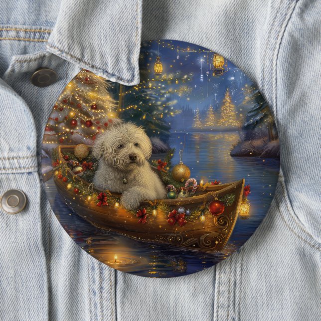 Macaron Rond 15,2 Cm Coton De Tulear Noël Festive Voyage (En situation)
