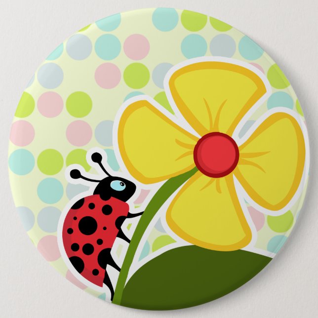 Macaron Rond 15,2 Cm Couleurs pastel Ladybug, Pointe Polka (Devant)