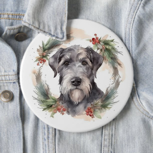 Macaron Rond 15,2 Cm Couronne de Noël Wolfhound Chien de fête