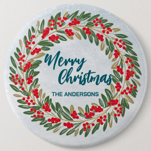 Macaron Rond 15,2 Cm Couronne élégante rouge Baies de houx Or joyeux No