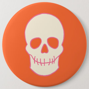 Macaron Rond 15,2 Cm Crâne en rose, orange et crème