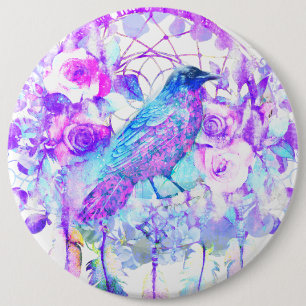 Macaron Rond 15,2 Cm Crow Dreamcatcher Blue Purple Floral