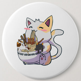 Macaron Rond 15,2 Cm Cute Neko Chat avec nouilles Ramen Bowl Anime Japo