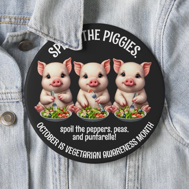 Macaron Rond 15,2 Cm Cute Spare Piggies Manger Salades (En situation)