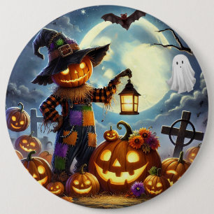 Macaron Rond 15,2 Cm Cute, Whimsical Halloween épouvantail & citrouille