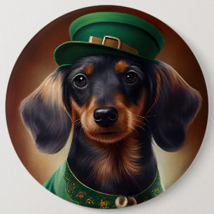 Macaron Rond 15,2 Cm Dachshund Dog en tenue de la Saint Patrick
