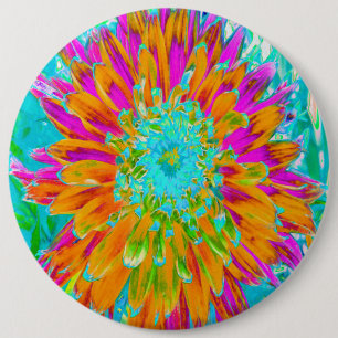 Macaron Rond 15,2 Cm Dahlia Décoratif Orange Tropical et Rose Chaud